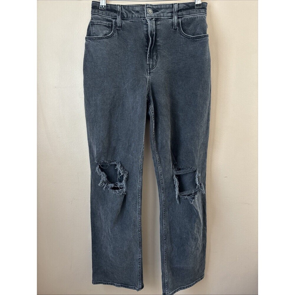 Hollister Jeans Women’s 4R Black Ultra High-Rise Dad Distressed Ripped Denim 27R